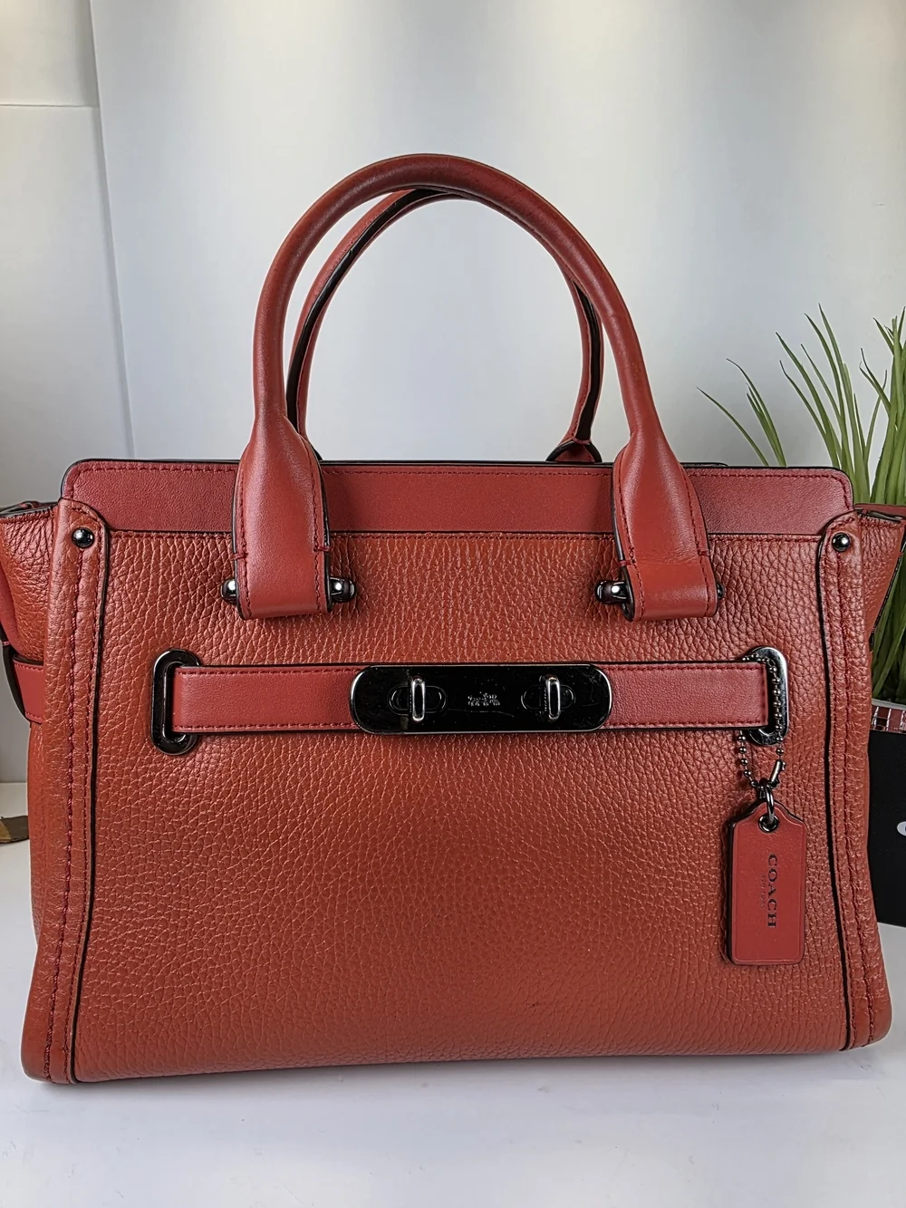 Coach Swager 27 Orange Leather Satchel Handbag Crossbody Bag